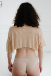 BASERANGE navel-baring T-shirt TOSC-CG-SP24 pink camel